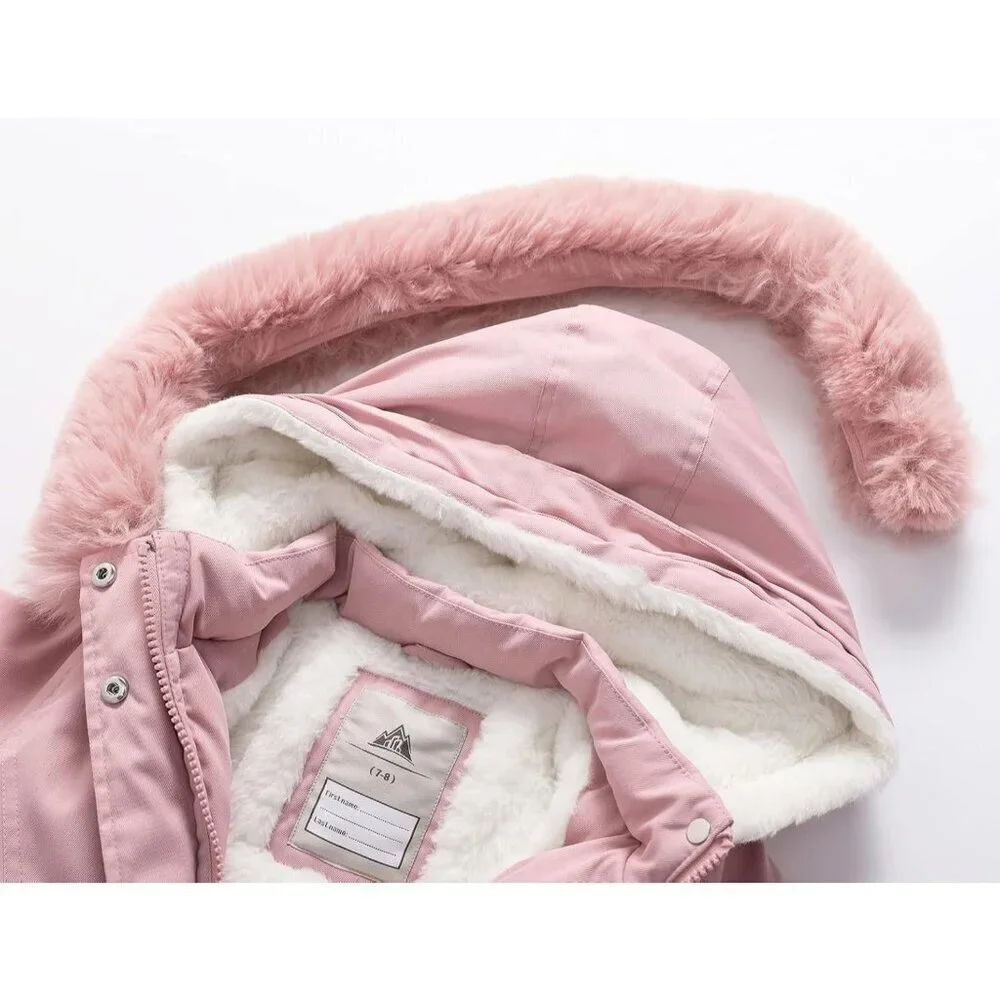 Girl's Pink02 Waterproof Long Coat Warm Winter Parka Puffer Jacket with Hood